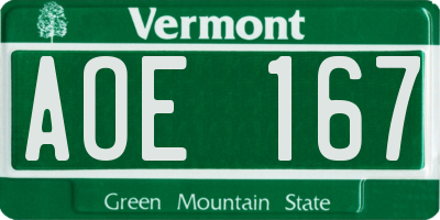 VT license plate AOE167