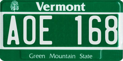 VT license plate AOE168