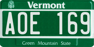 VT license plate AOE169