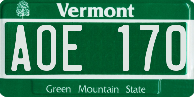 VT license plate AOE170