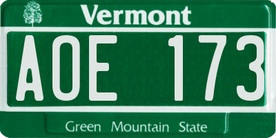 VT license plate AOE173