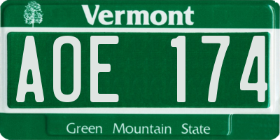 VT license plate AOE174