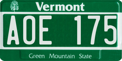 VT license plate AOE175