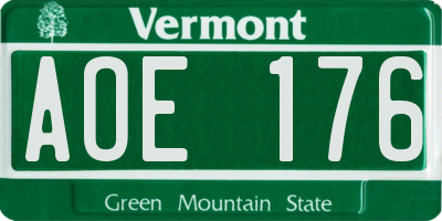 VT license plate AOE176
