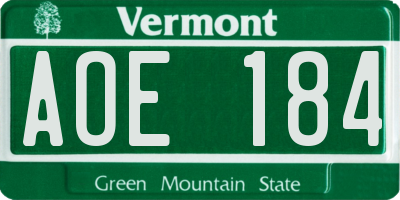 VT license plate AOE184