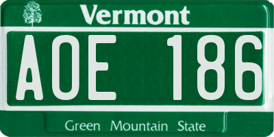 VT license plate AOE186