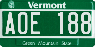 VT license plate AOE188