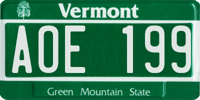 VT license plate AOE199