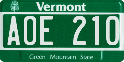 VT license plate AOE210