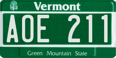 VT license plate AOE211
