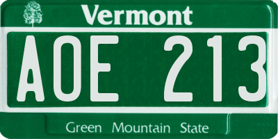VT license plate AOE213