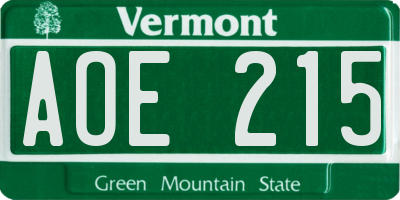 VT license plate AOE215