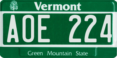 VT license plate AOE224