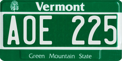 VT license plate AOE225