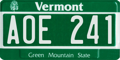VT license plate AOE241