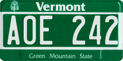 VT license plate AOE242