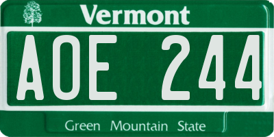 VT license plate AOE244