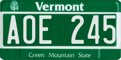 VT license plate AOE245