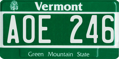 VT license plate AOE246