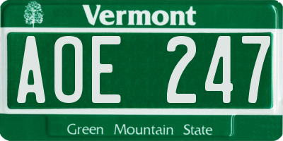 VT license plate AOE247