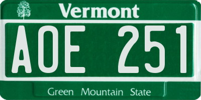VT license plate AOE251