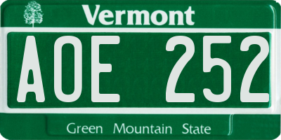 VT license plate AOE252