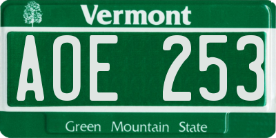 VT license plate AOE253