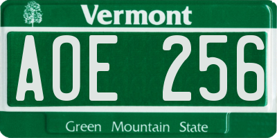 VT license plate AOE256