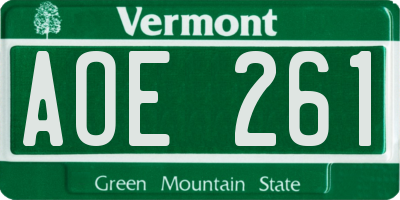 VT license plate AOE261