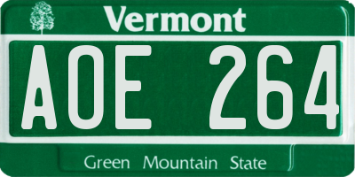 VT license plate AOE264