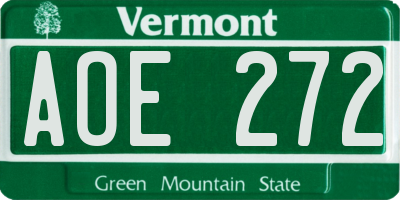 VT license plate AOE272