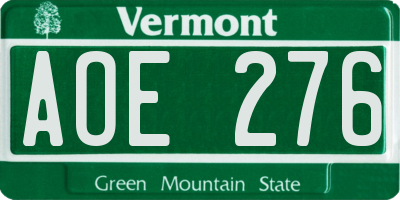 VT license plate AOE276