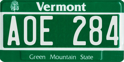 VT license plate AOE284