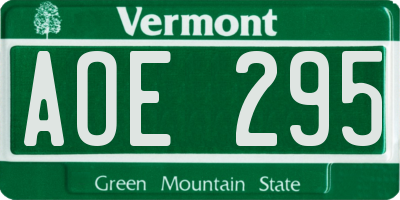 VT license plate AOE295