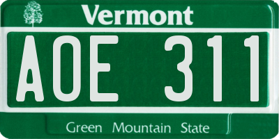 VT license plate AOE311