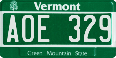 VT license plate AOE329