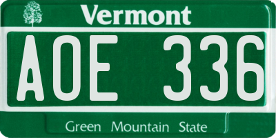 VT license plate AOE336