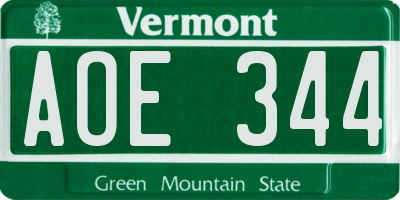 VT license plate AOE344