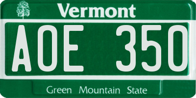 VT license plate AOE350