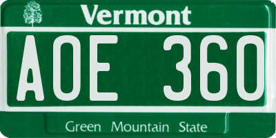 VT license plate AOE360