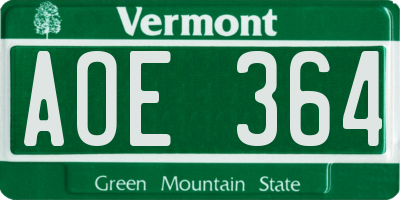 VT license plate AOE364