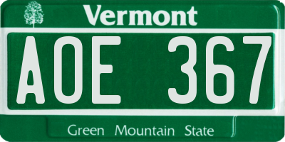 VT license plate AOE367