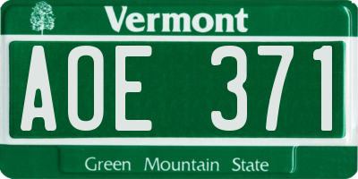 VT license plate AOE371