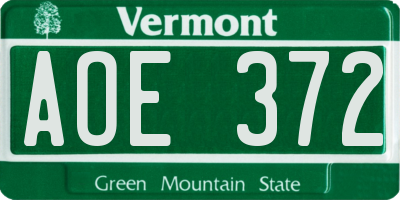 VT license plate AOE372