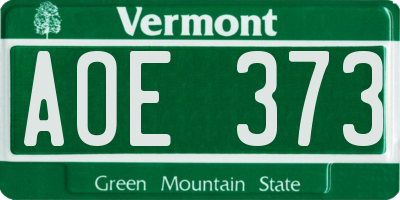 VT license plate AOE373