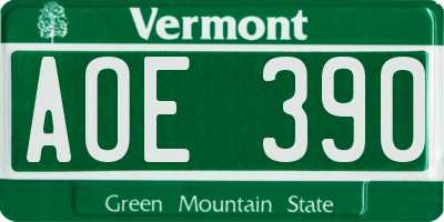 VT license plate AOE390