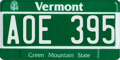 VT license plate AOE395