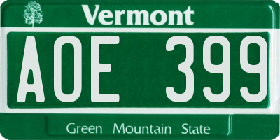 VT license plate AOE399