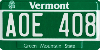 VT license plate AOE408