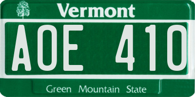 VT license plate AOE410